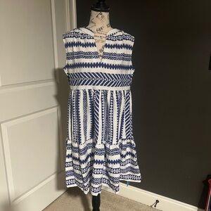 Cupshe Navy and White Geometric Midi Dress